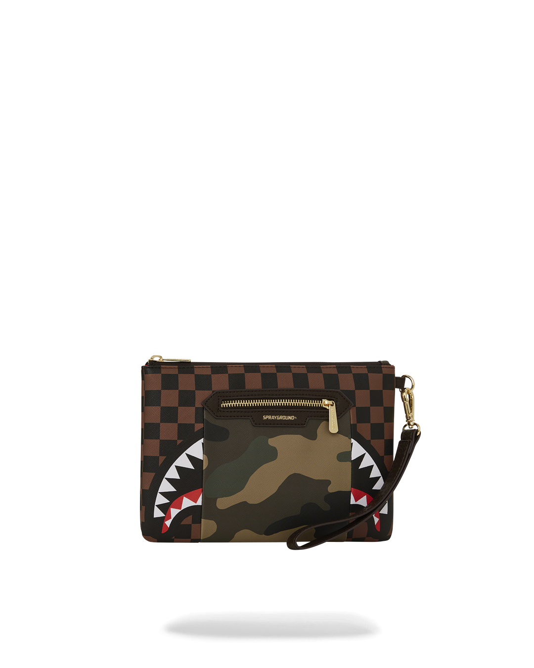 EXTERIOR GOLD ZIP POCKET SHARKS IN PARIS CROSSOVER CLUTCH